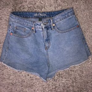 Denim Ripped High-Rise Stretch Shorts